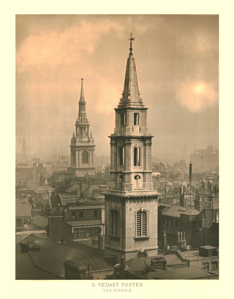 St Vedast Foster, The Steeple, 1800-luvun puolivälissä. tekijältä Unbekannt
