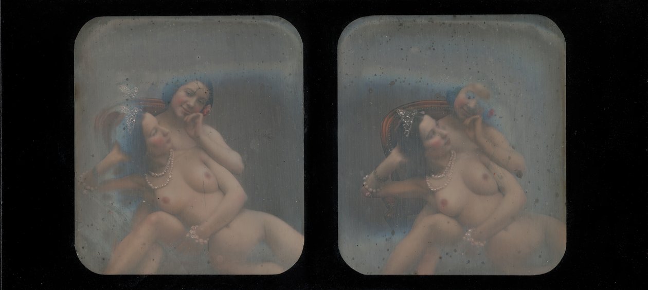 [Stereografinen näkymä kahdesta alastomasta naisesta], 1840-luku. tekijältä Unbekannt