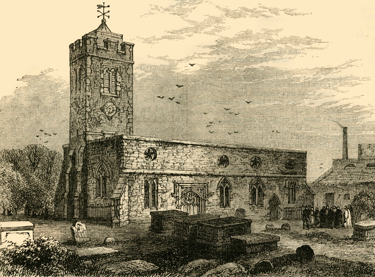 Stoke Newingtonin kirkko, 1750, n. 1876. tekijältä Unbekannt