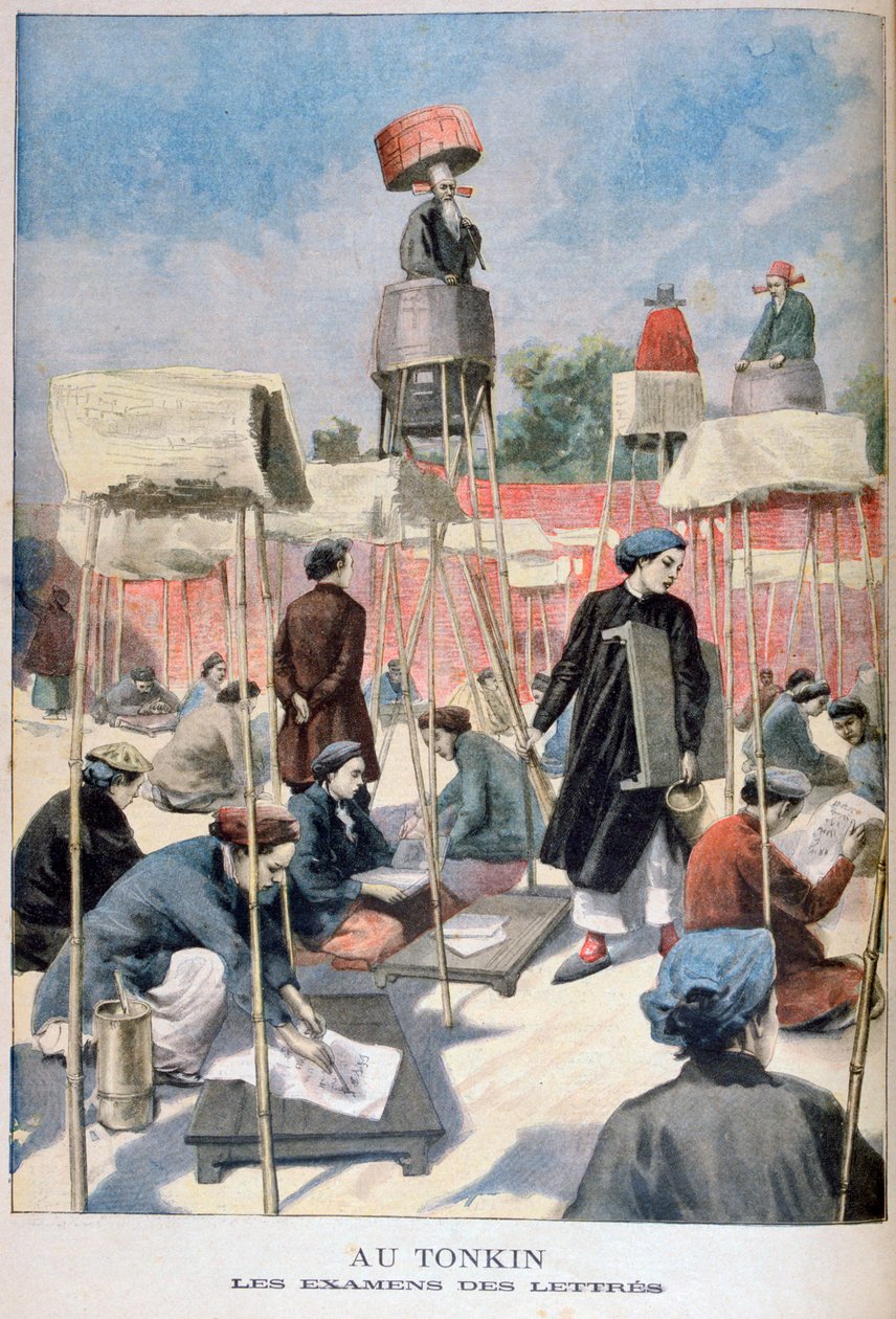 Opiskelijat kirjoittavat kokeen, Tonkin, Vietnam, 1895 tekijältä Unbekannt