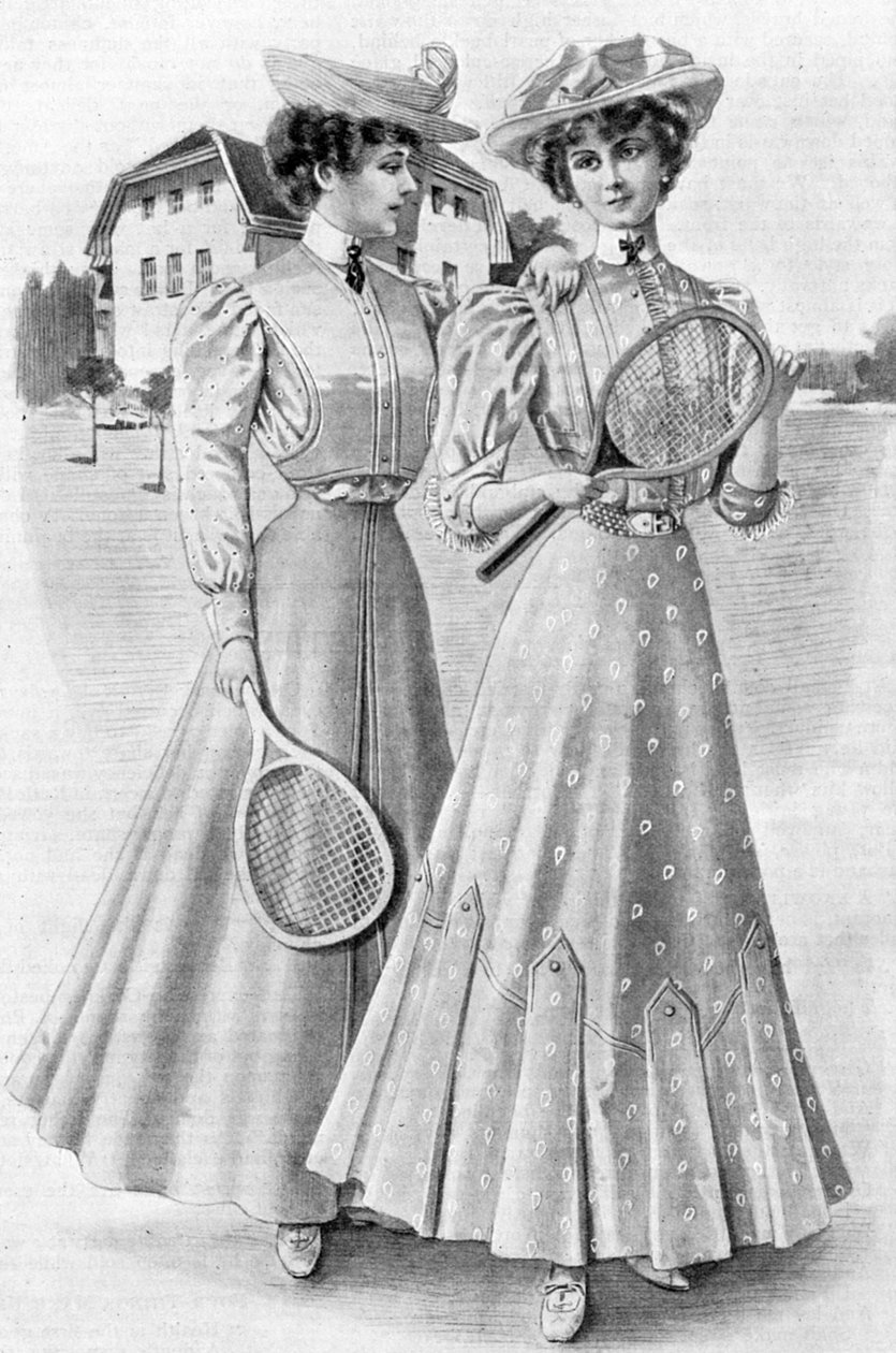 Tennistakit, tyttöjen asut elokuulle 1906 tekijältä Unbekannt