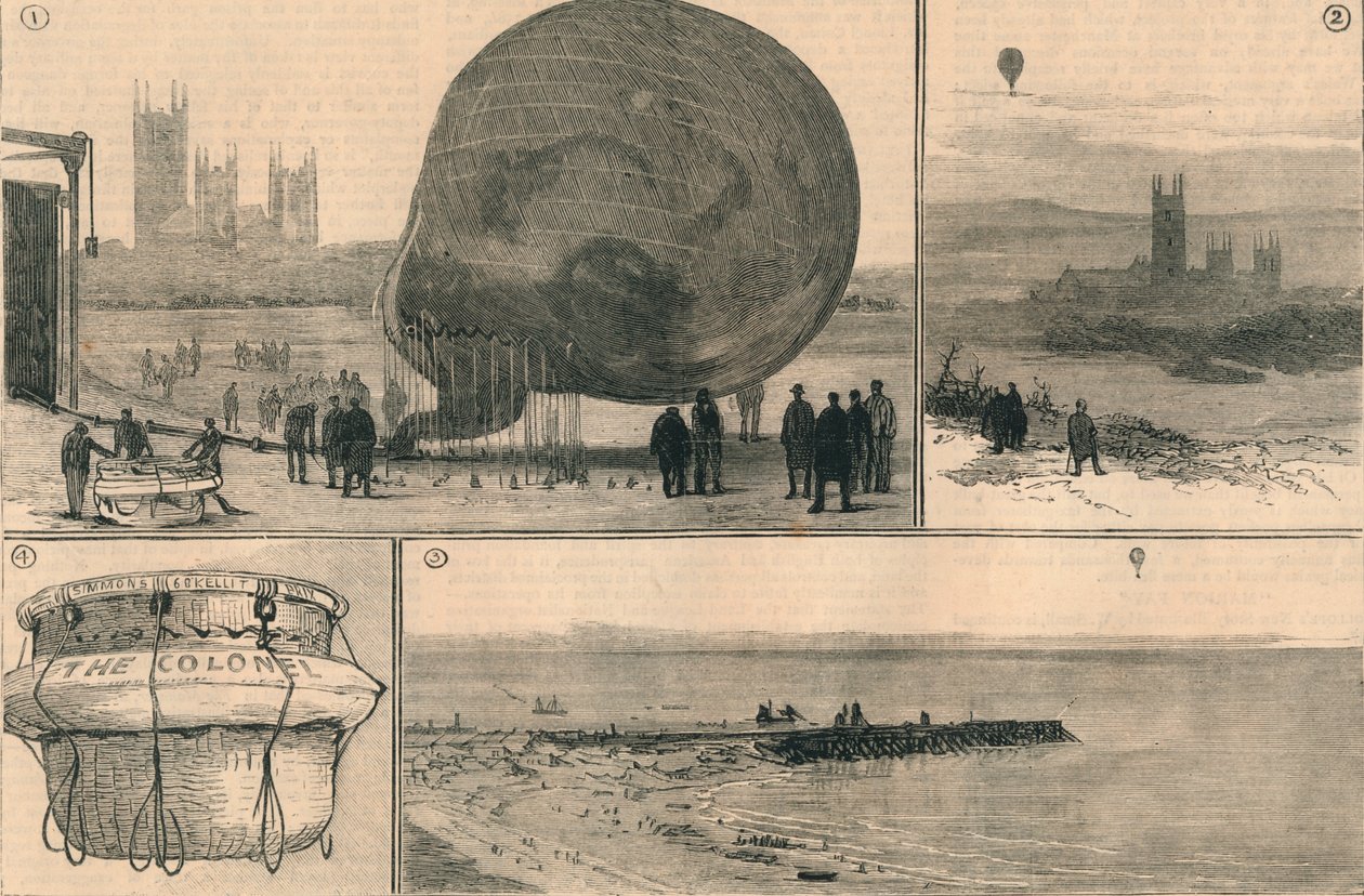 Yritetty ilmapallomatka kanavan yli, 1882. tekijältä Unbekannt