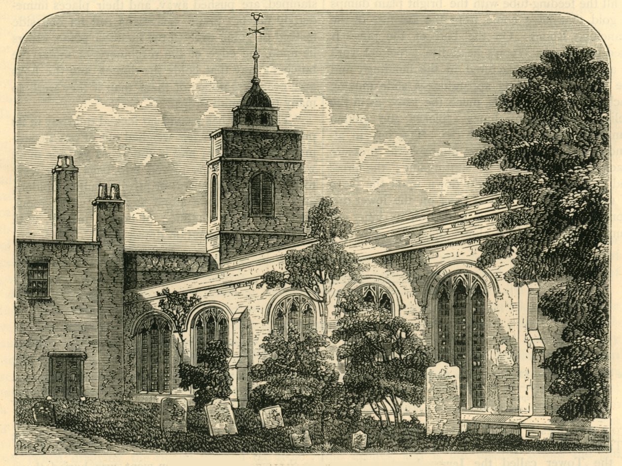 The Church of Allhallows, Barking, vuonna 1750, c1872. tekijältä Unbekannt
