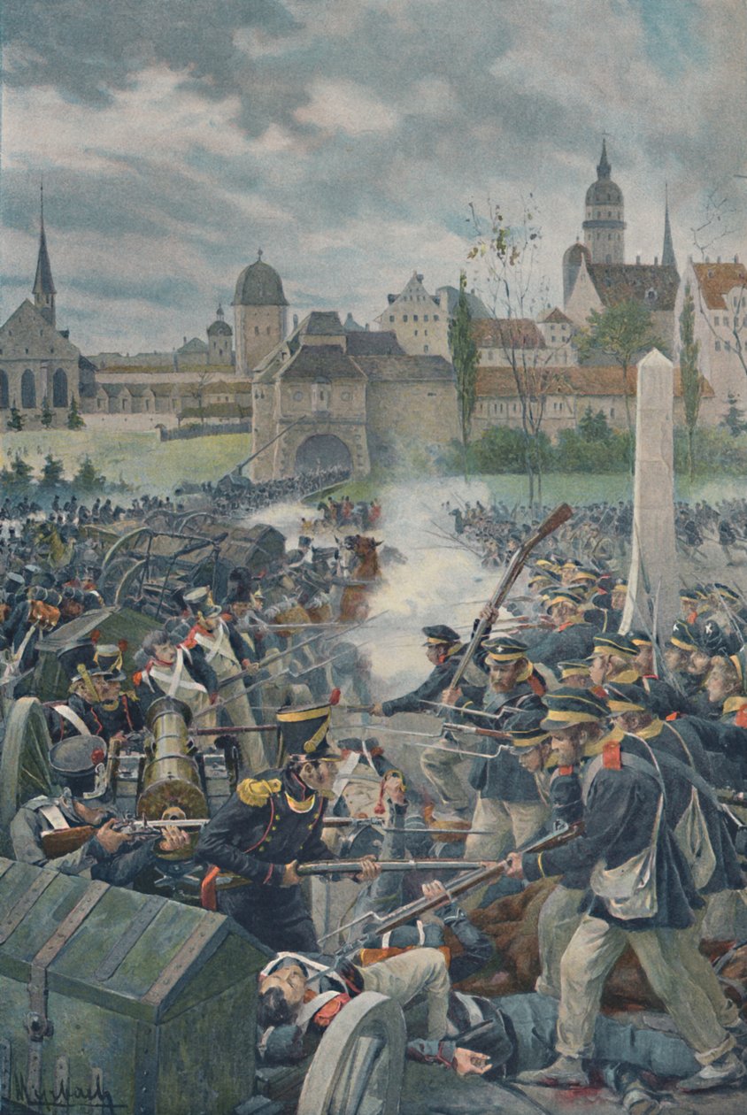 Ranskan armeija lähtee Leipsicistä, 1813, 1896. tekijältä Unbekannt