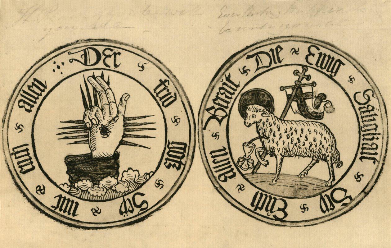 Jumalan käsi ja Agnus Dei, 1915. tekijältä Unbekannt