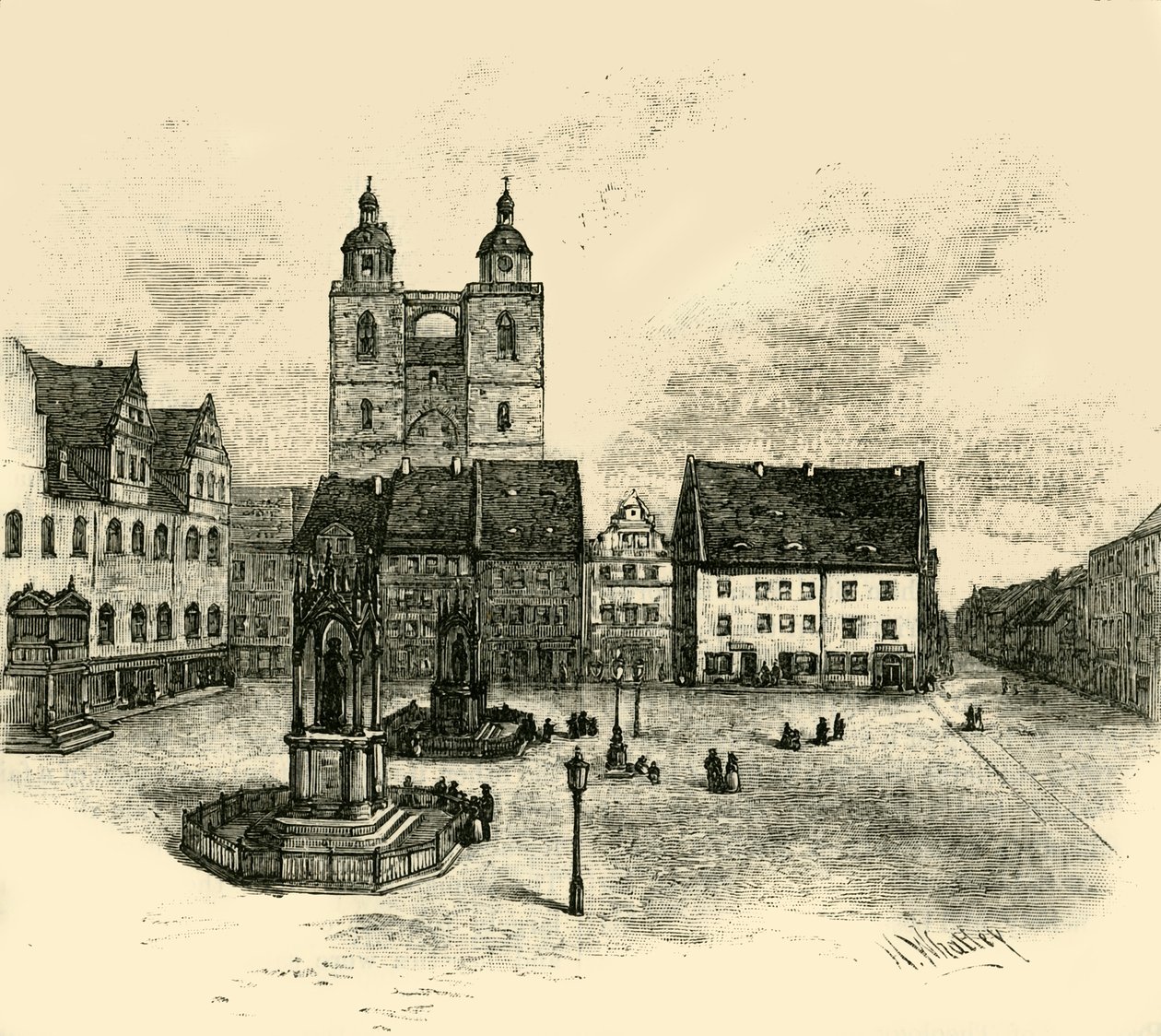 Kauppatori, Wittenberg, 1890. tekijältä Unbekannt