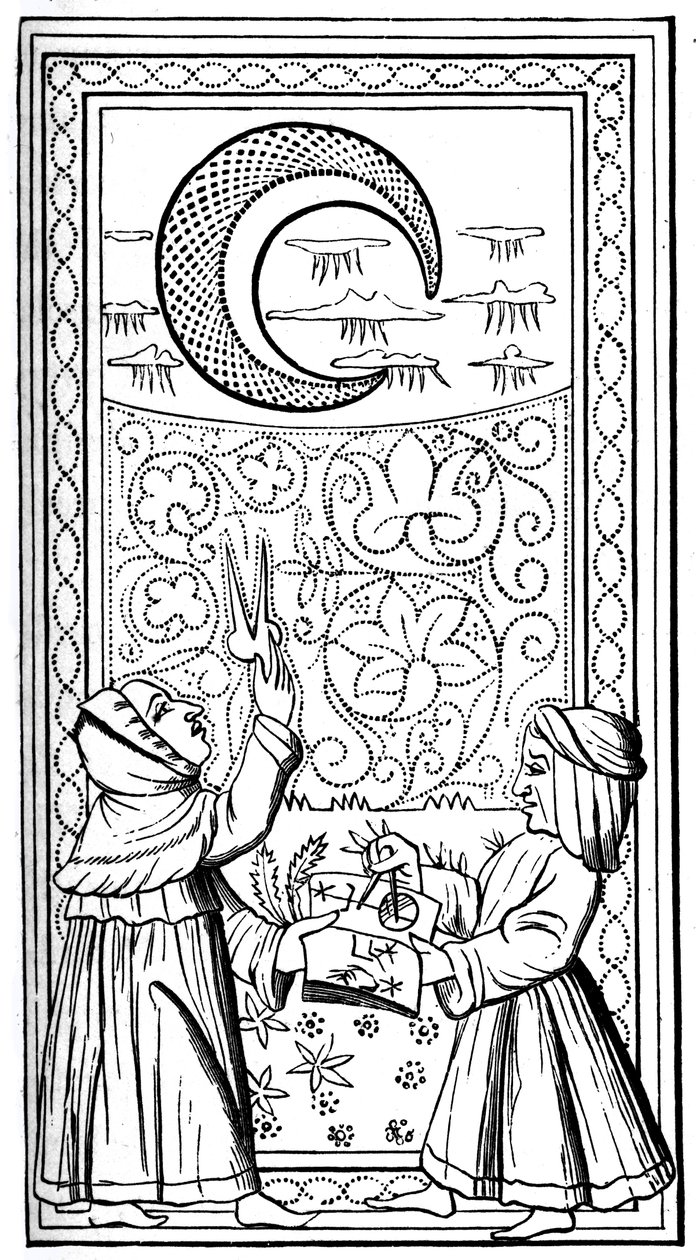 Kuu, tarot-kortti, 1300-luku, 1870 tekijältä Unbekannt
