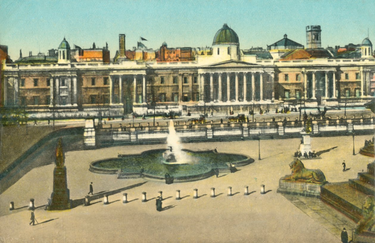 National Gallery ja Trafalgar Square, Lontoo, vuonna 1910. tekijältä Unbekannt