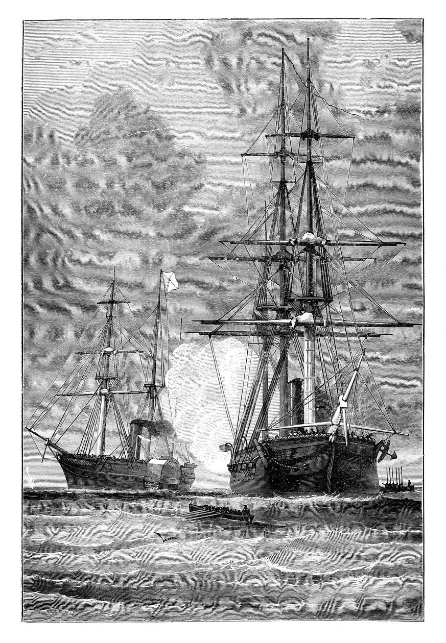 San Jacinto, pysäyttää Trentin, 1861 tekijältä Unbekannt