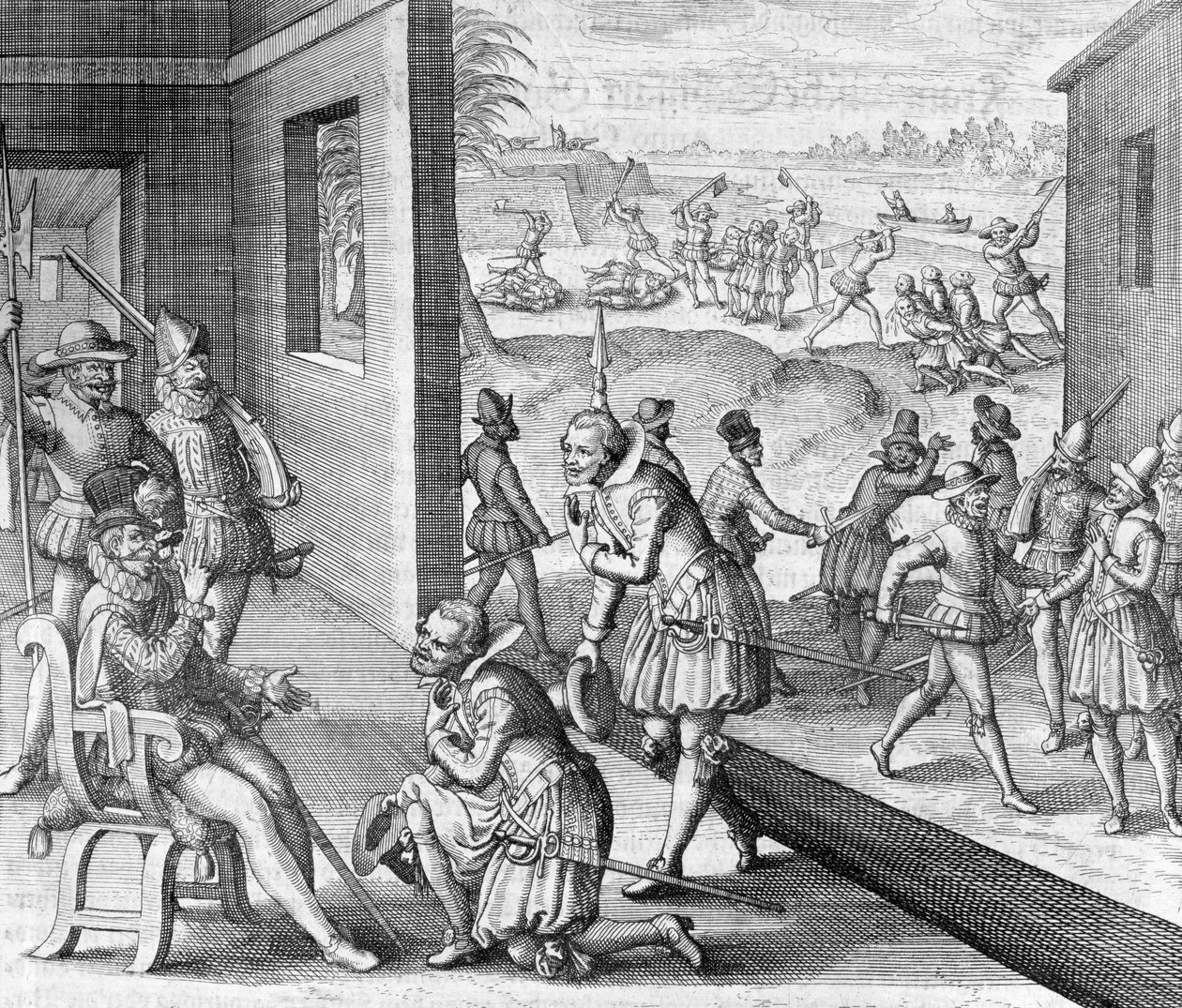 Espanjalaiset valtaavat Fort Caroline, 1565 1631 tekijältä Unbekannt