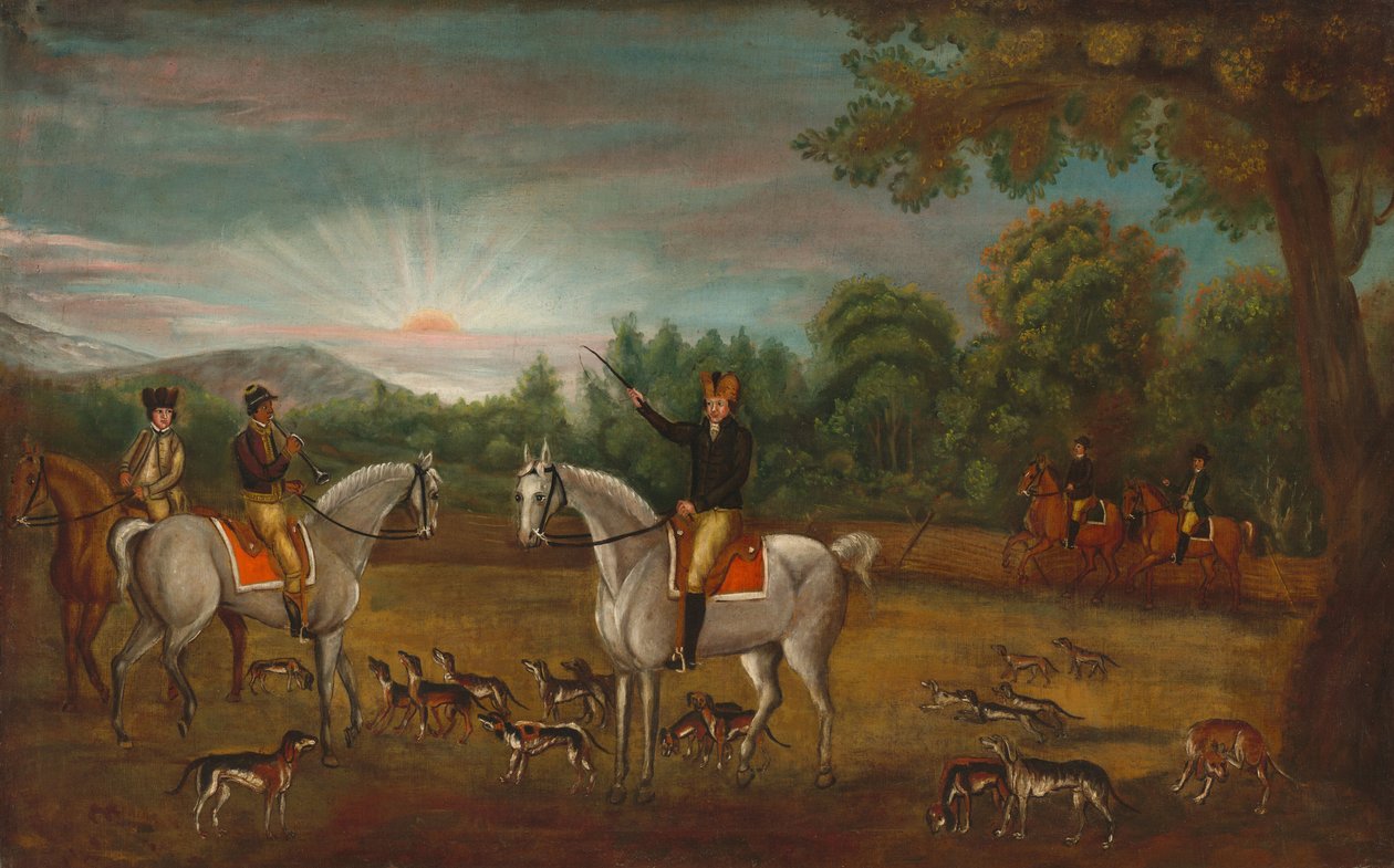 Metsästyksen alku, n. 1800. tekijältä Unbekannt
