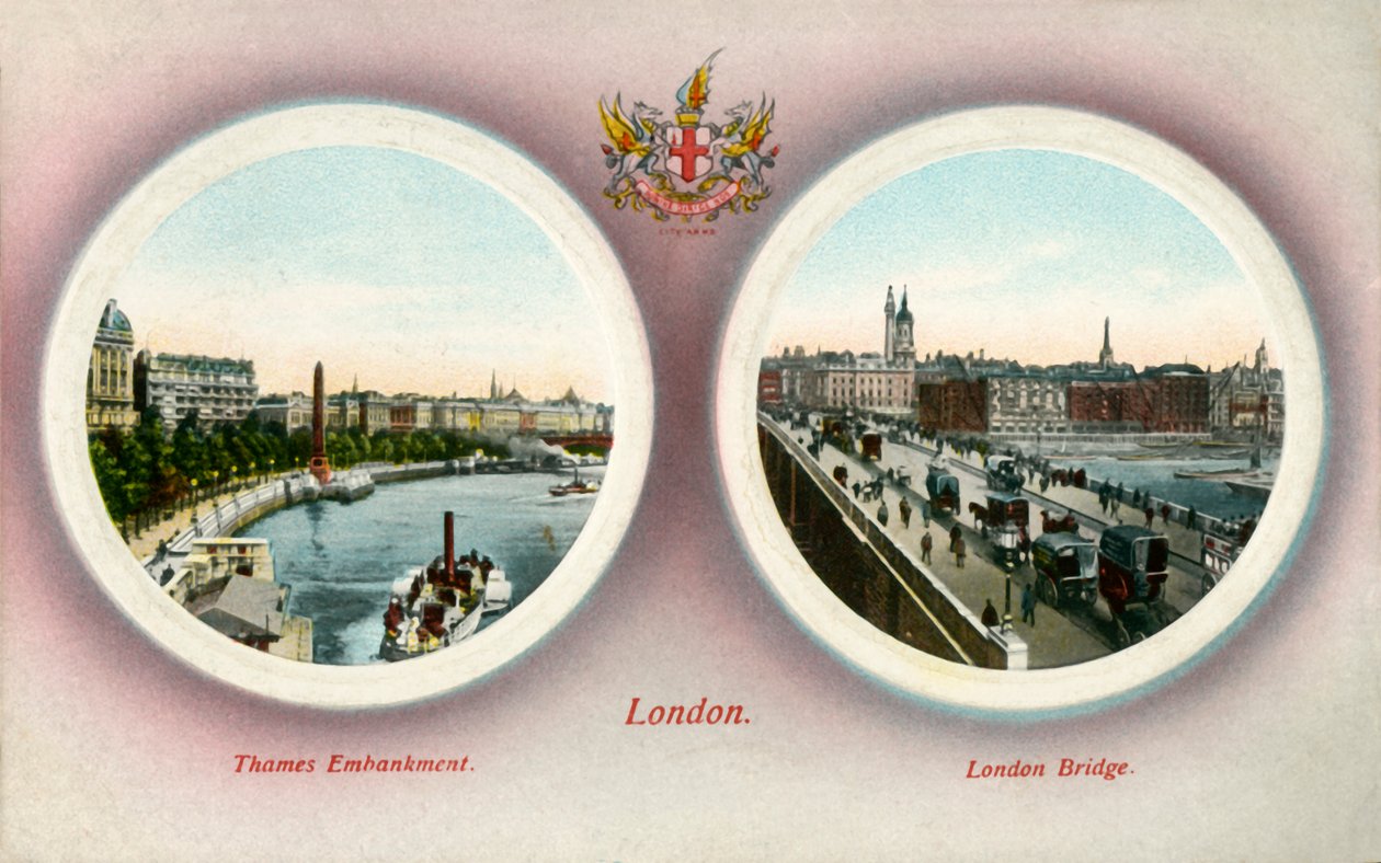 Thames Embankment ja London Bridge, Lontoo, 1909. tekijältä Unbekannt
