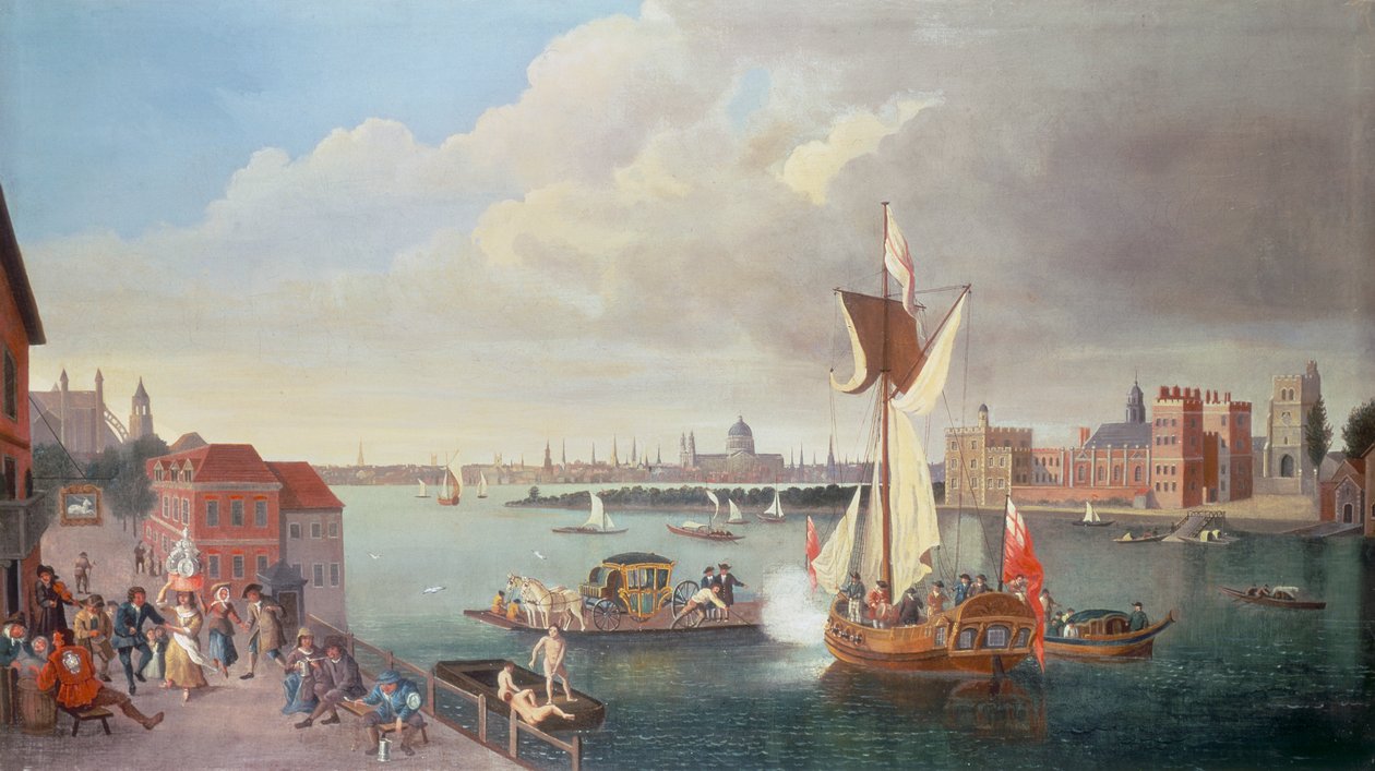 "The Thames at Horseferry", c1710 tekijältä Unbekannt