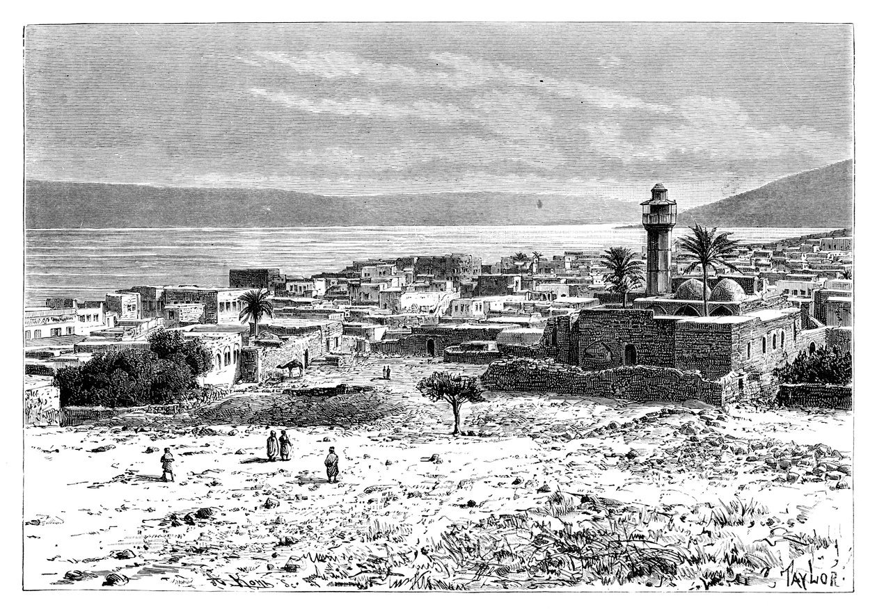 Tiberiaksen järvi ja kaupunki, Israel, 1895 tekijältä Unbekannt
