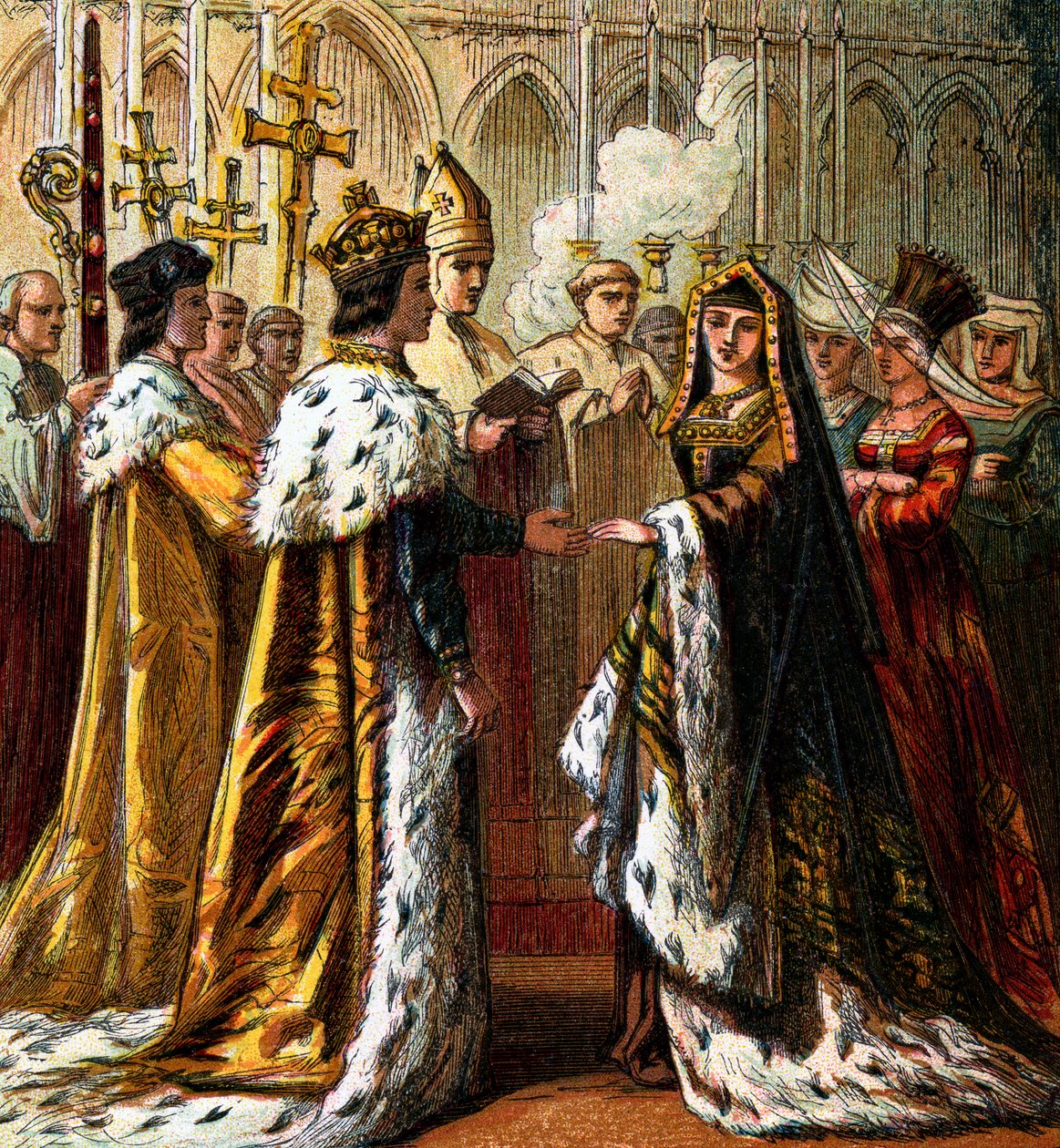 Henrik VII:n avioliitto, 1486, c1850 tekijältä Unbekannt