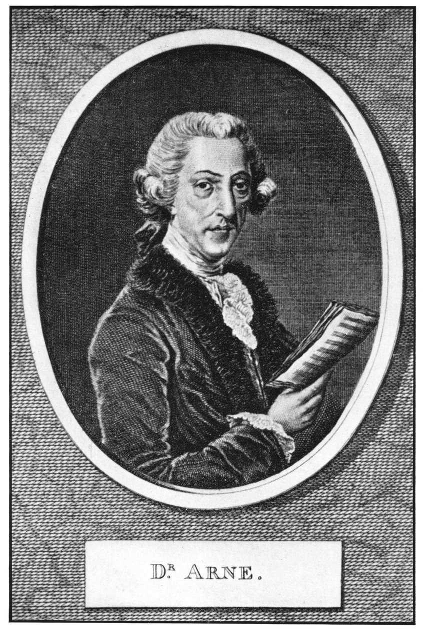 Thomas Augustine Arne 1710-1778, englantilainen säveltäjä tekijältä Unbekannt