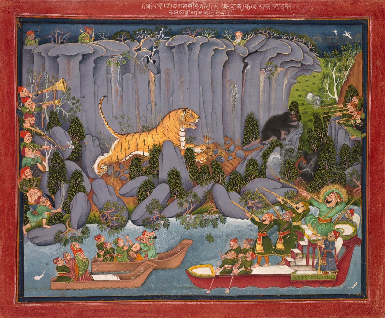 Ram Singh II:n tiikerimetsästys, n. 1830-1840. tekijältä Unbekannt