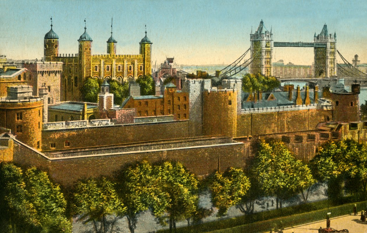 Tower Bridge ja Lontoon Tower, vuodelta 1910. tekijältä Unbekannt