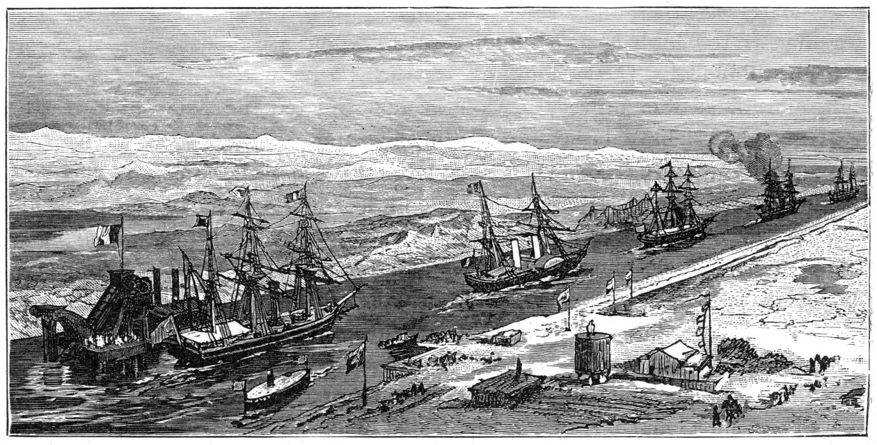 Näkymä Suezin kanavalle, Egypti, 1900 tekijältä Unbekannt