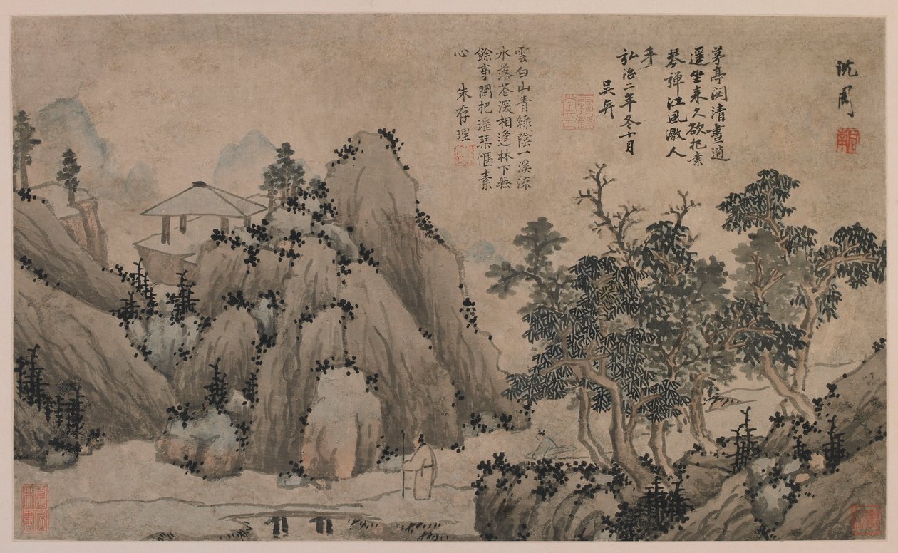 Kävely vuoristovirran varrella, Ming-dynastia, 1368-1644. tekijältä Unbekannt