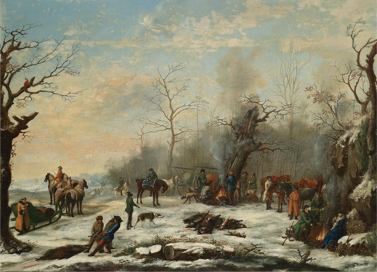 Talvimetsästys, 1800-luvun puoliväli tekijältä Unbekannt