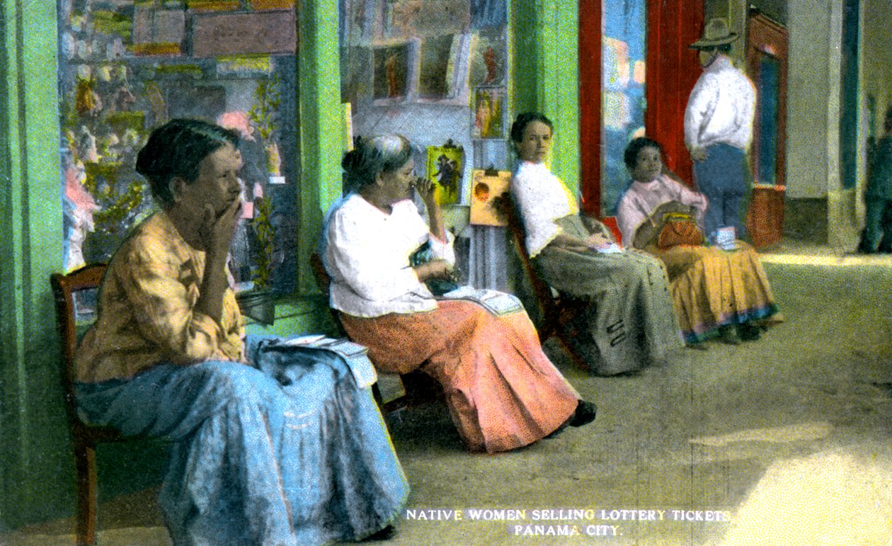 Naiset myyvät arpajaisia lippuja, Panama City, Panama, 1920-luku tekijältä Unbekannt