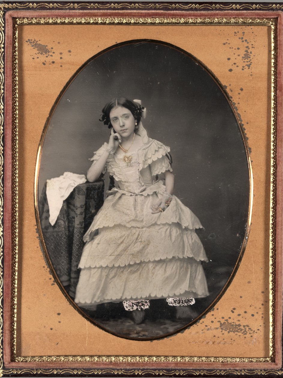 Nuori nainen Bloomersissa, n. 1855. tekijältä Unbekannt