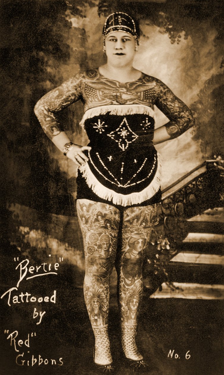 Bertie The Tattooed Lady, tatuoinut Charles "Red" Gibbons, n. 1920 tekijältä Unbekannt Unbekannt