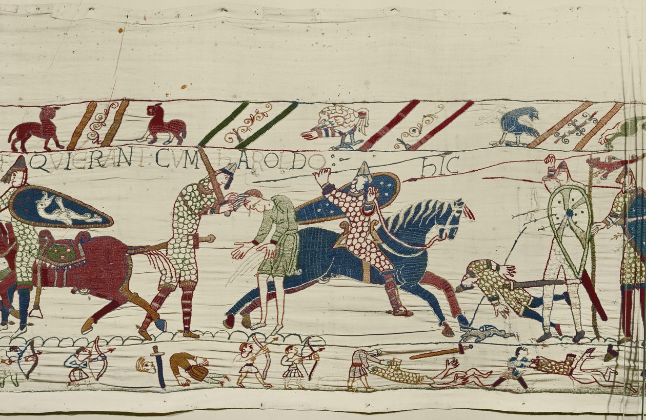 Normanit tappavat ne, jotka ovat olleet kuningas Haroldin kanssa, Bayeux Tapestry tekijältä Unbekannt Unbekannt