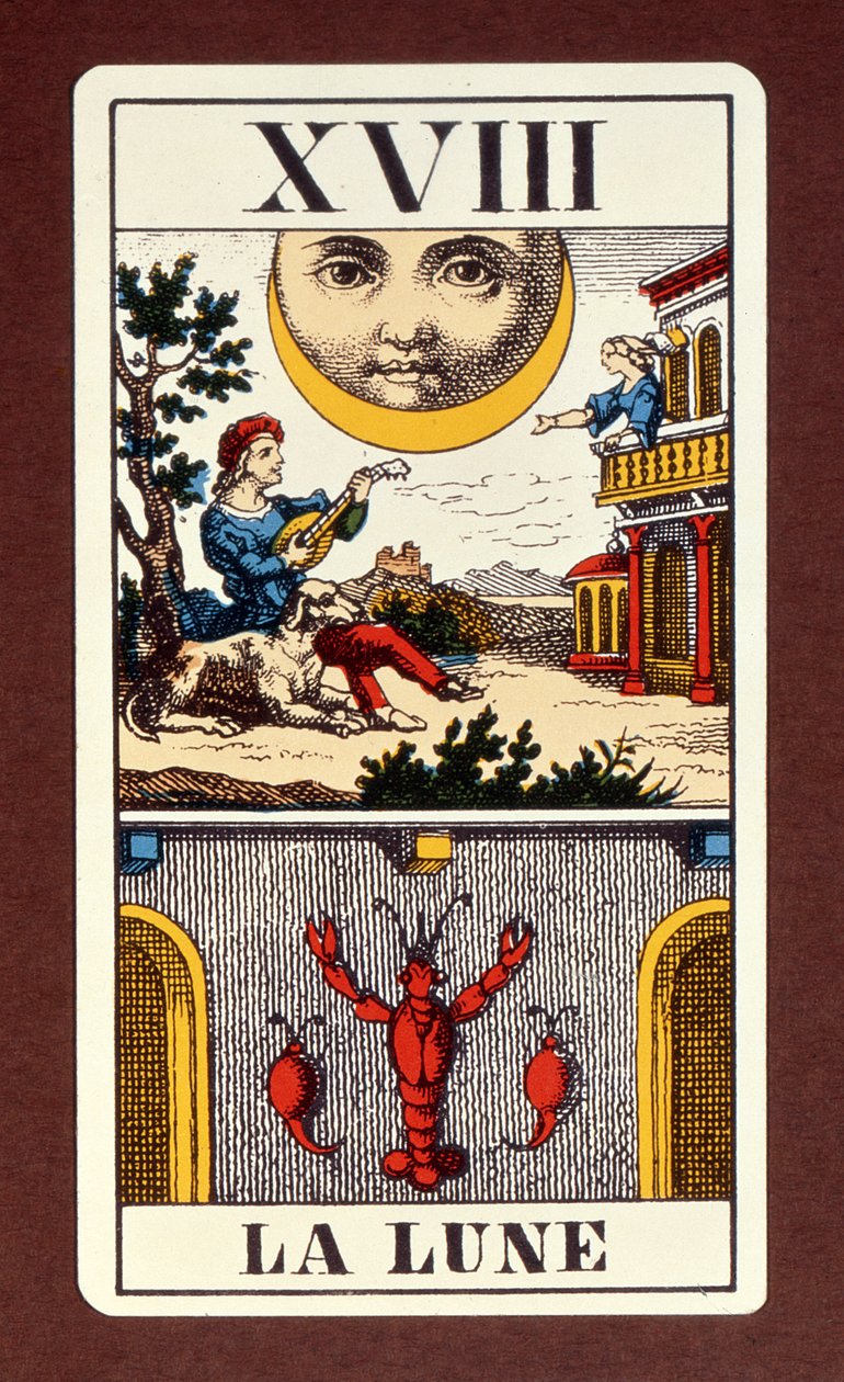 XVIIII Le Soleil, ranskalainen Auringon tarot-kortti, 1800-luku tekijältä Unbekannt Unbekannt