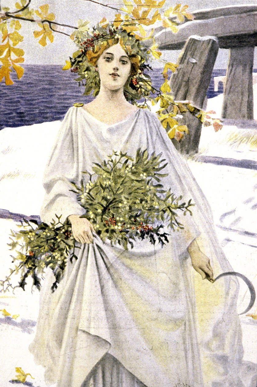 Druidi poimii mistelinoksaa, noin 1900 (kuvitus). tekijältä Unbekannter Künstler