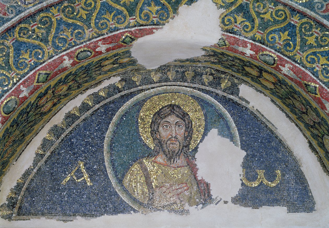 Kristuksen rintakuva, lunette, 5.-6. vuosisadat (mosaiikki) tekijältä Unbekannt