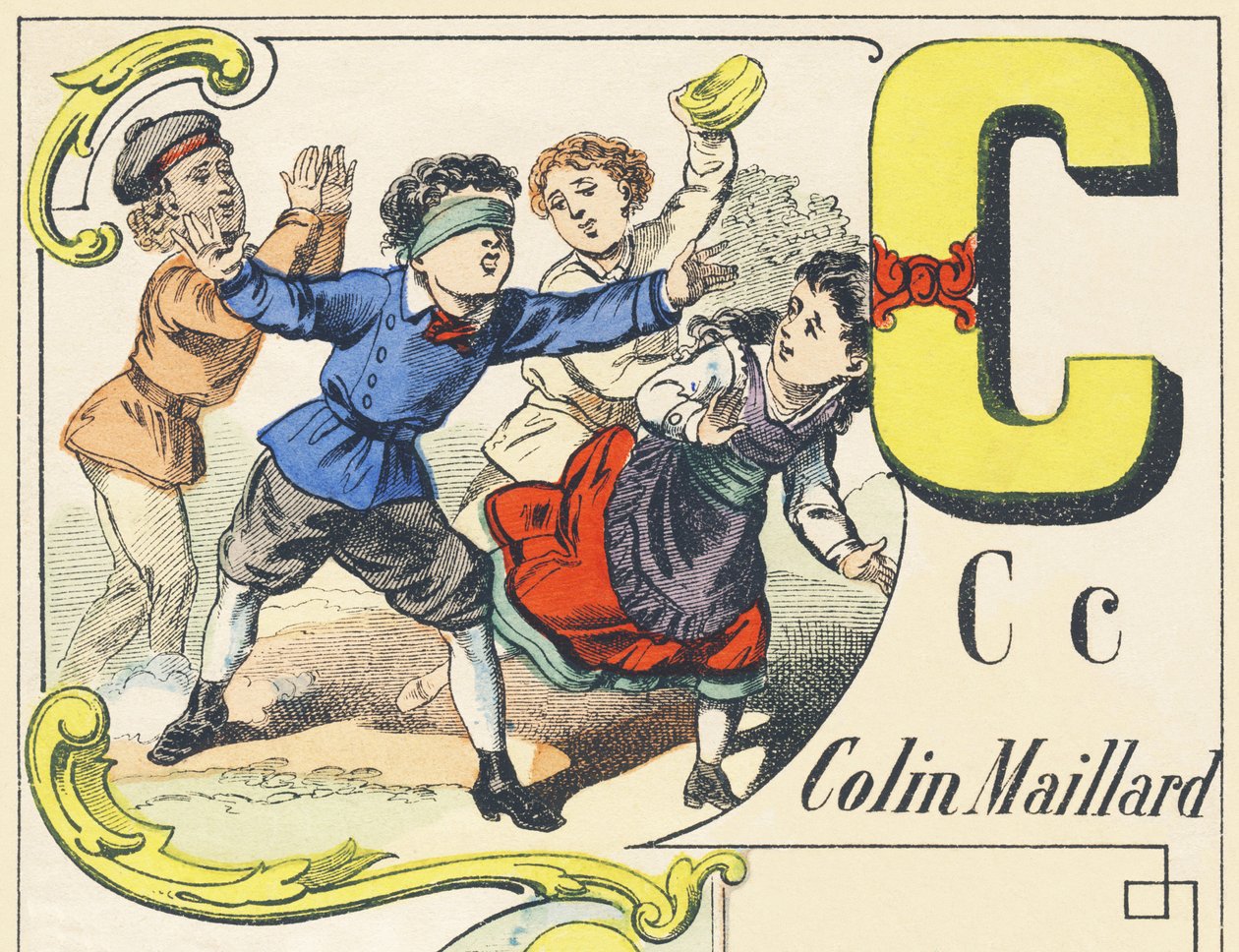 C : colin-maillard - Games Alphabet, n. 1890 (kuva) tekijältä Unbekannt
