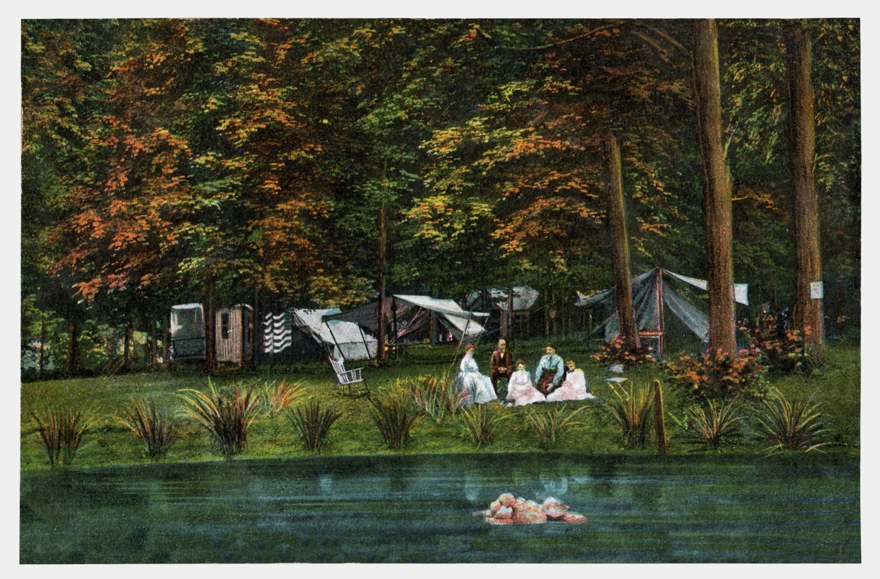 Leirintäalue Yhdysvalloissa, n.1910 (painokuva) (printti) tekijältä Unbekannter Künstler