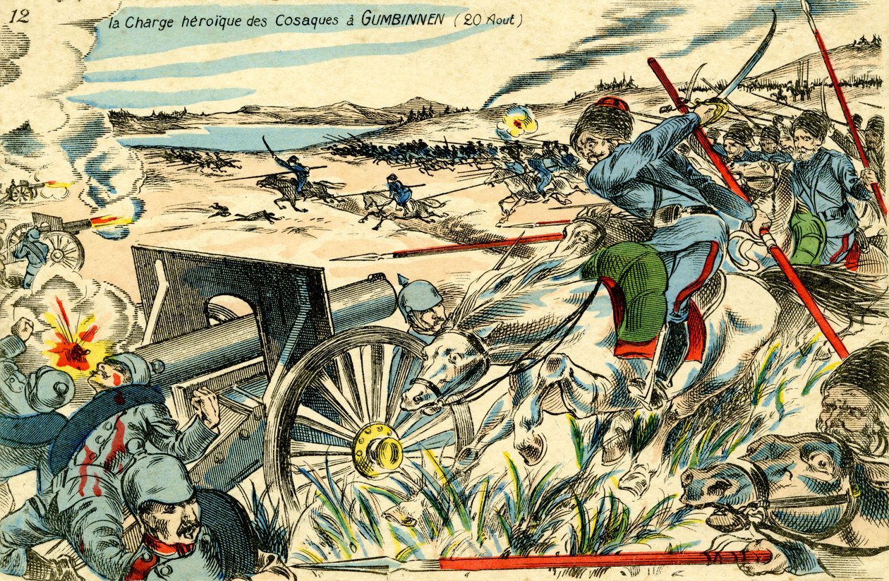 Gumbinnenin kasakkarynnäkkö 20. elokuuta 1914. tekijältä Unbekannter Künstler