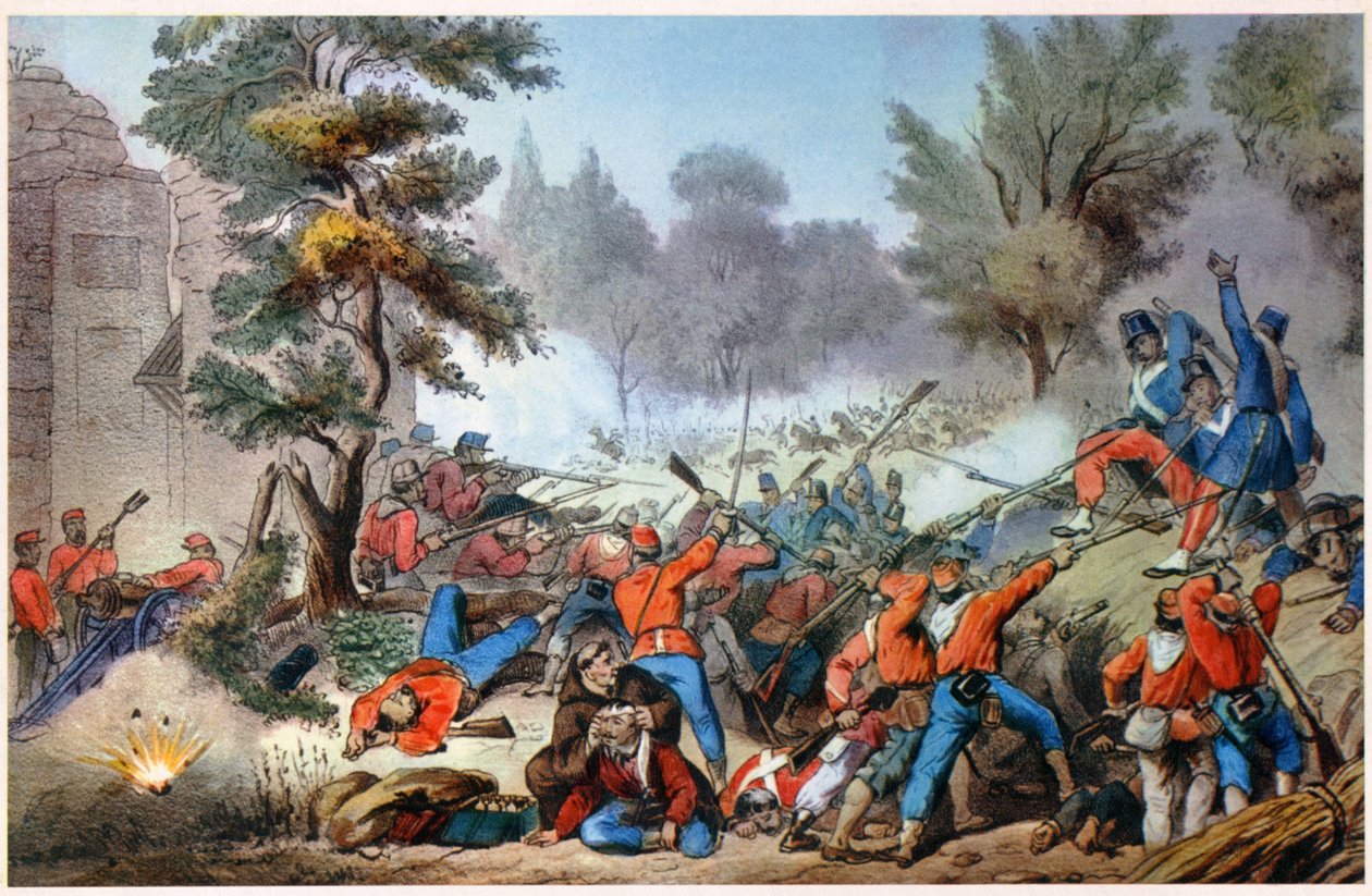 GARIBALDINI AT THE SESSA COMBAT 1860 (tulostus) tekijältä Unbekannter Künstler
