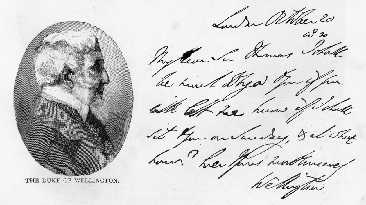 Arthur Wellesleyn käsiala ja allekirjoitus tekijältä Unbekannt