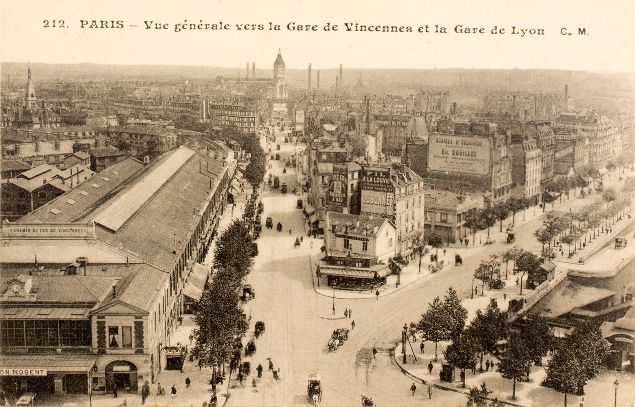 Postikortti/Vincennesin asema/Lyonin asema/Pariisi/Seine/Ile de France/Ranska tekijältä William M. Timlin