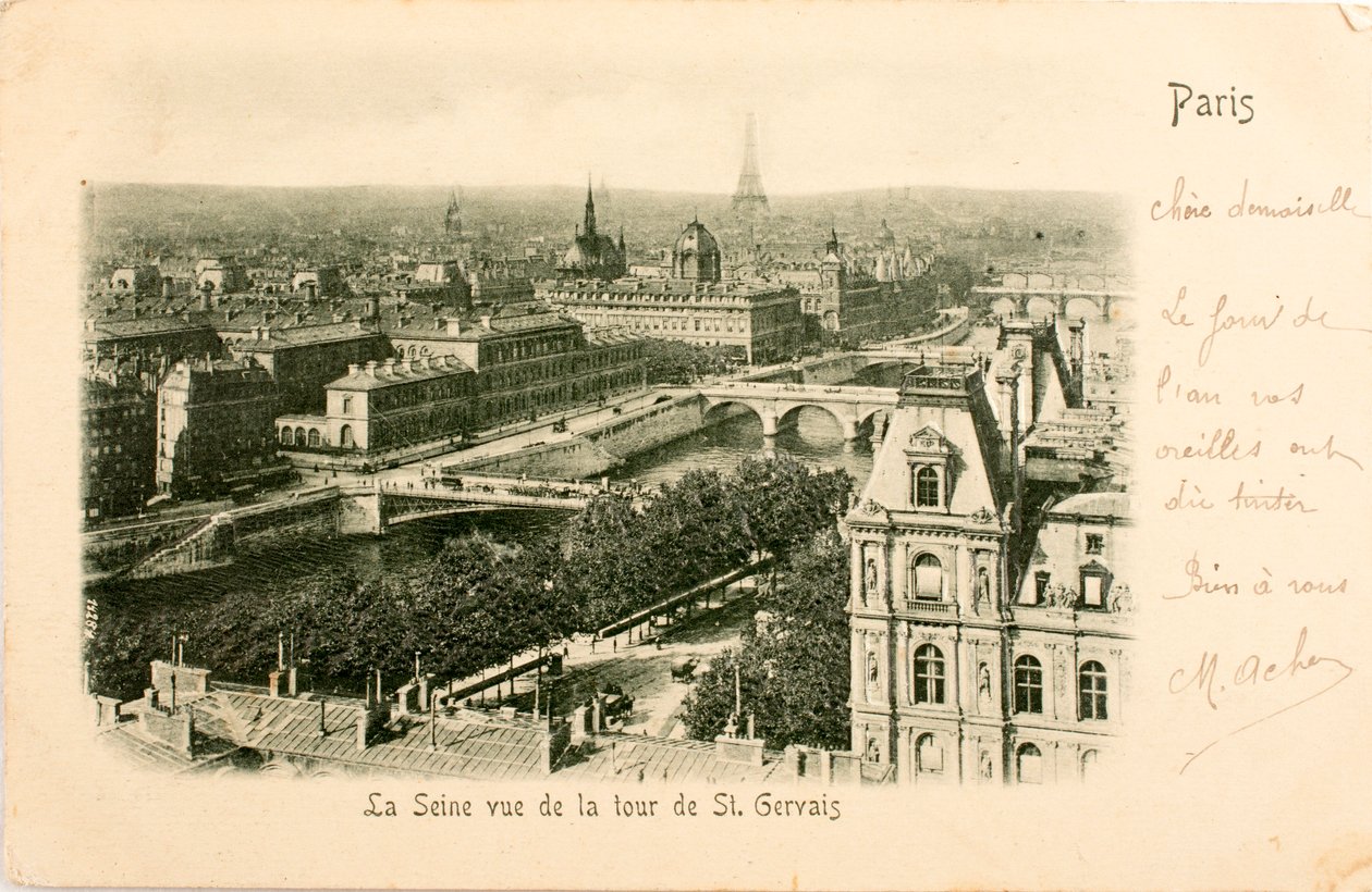 Postikortti / Seine Saint Gervais Towerista / Pariisi / Seine / Ile de France / Ranska tekijältä William M. Timlin