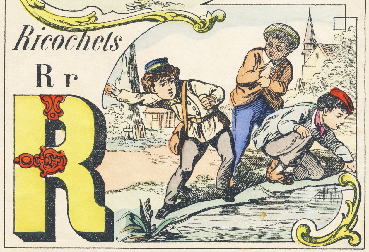 R : rikošetit - Games Alphabet, n. 1890 (kuva) tekijältä Unbekannt