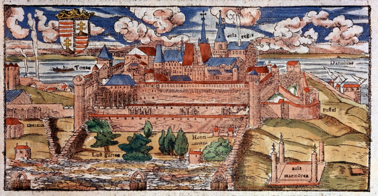 Vahvistettu Buda (Unkari), noin 1550 (kaiverrus). tekijältä Unbekannter Künstler