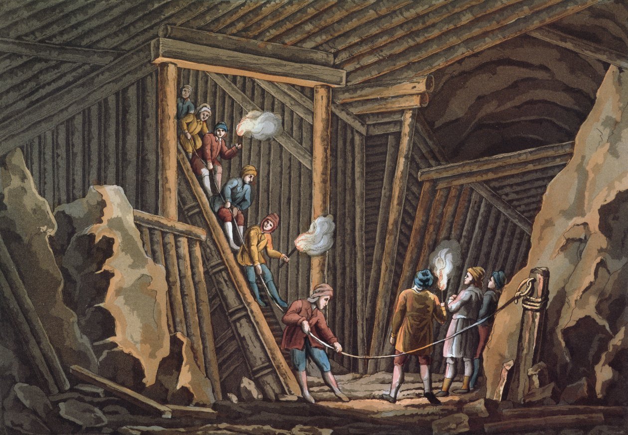 Suolakaivos Halleinissa (väri litho) tekijältä Unbekannter Künstler
