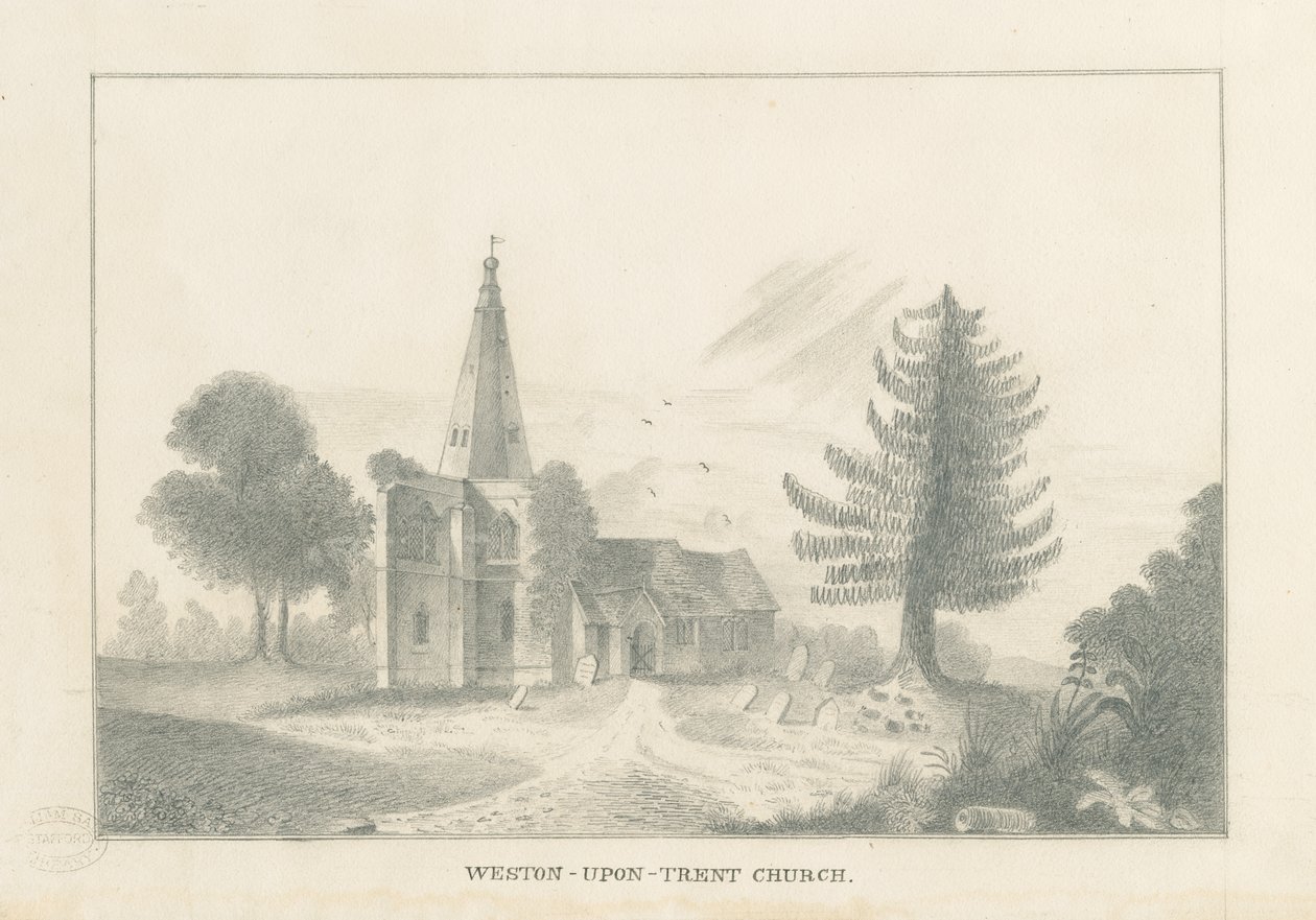 Weston-on-Trent Church: lyijykynäpiirros, nd [1800-luku] tekijältä Unbekannt