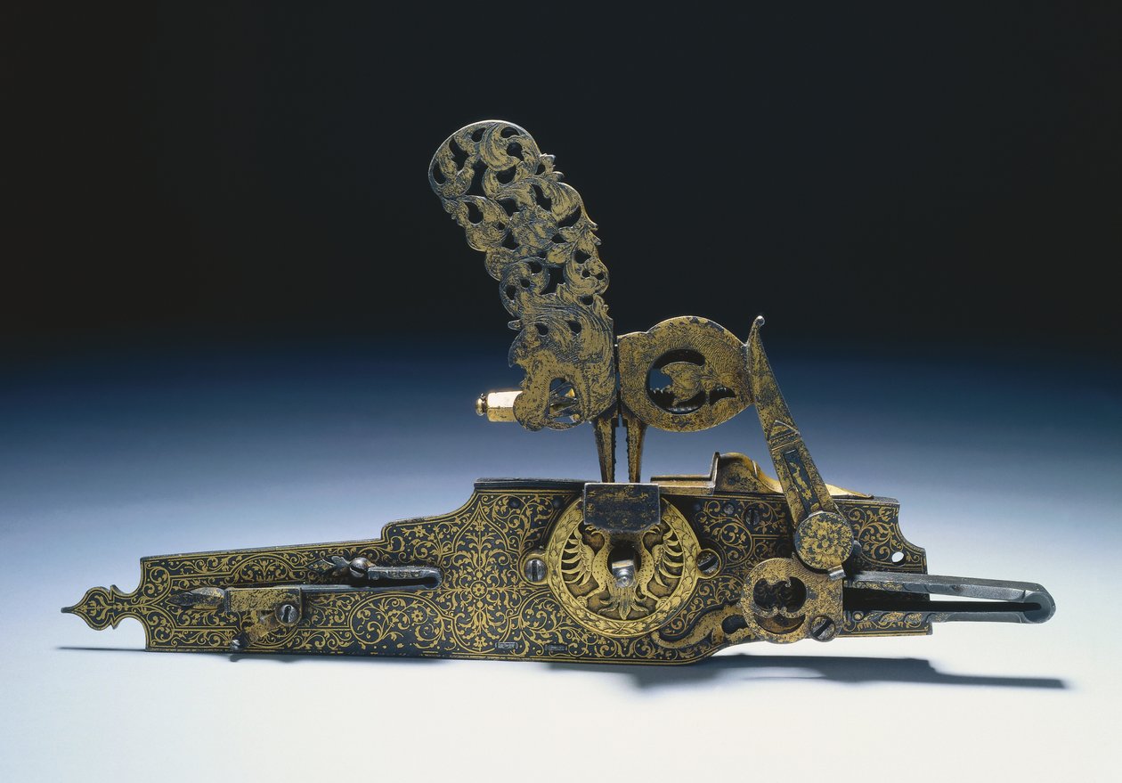 Metsästyskiväärin pyörän lukko, n. 1660-1720 tekijältä Unbekannt