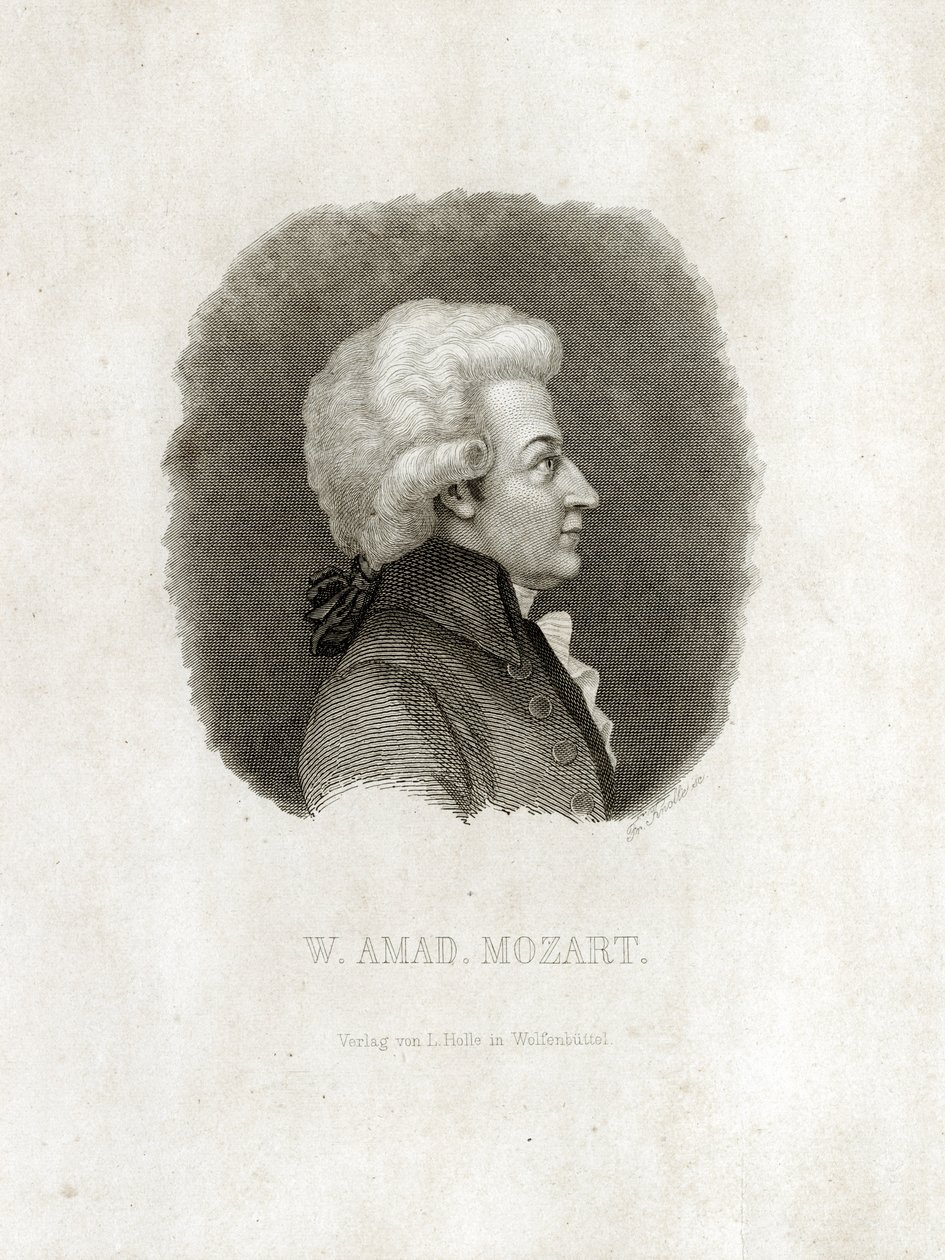 Wolfgang Amadeus Mozartin kaiverrus. tekijältä Unbekannt