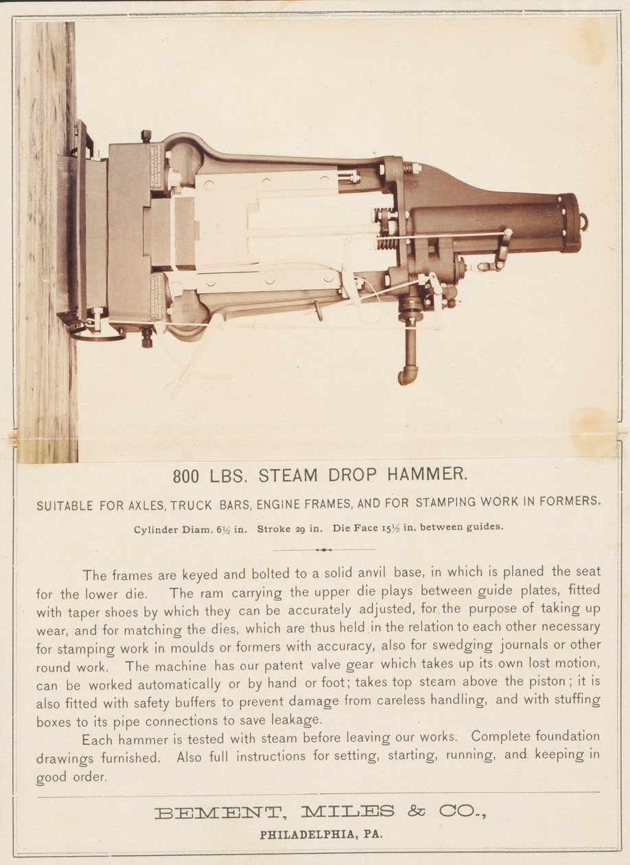 [Steam Drop Hammer, Bement, Miles and Company, Philadelphia] tekijältä Unidentified