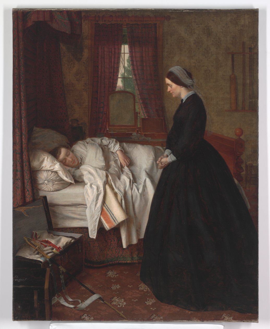 Kodin sisätila, jossa nukkuva sotilas, 1860-luku tekijältä Unbekannt Unbekannt