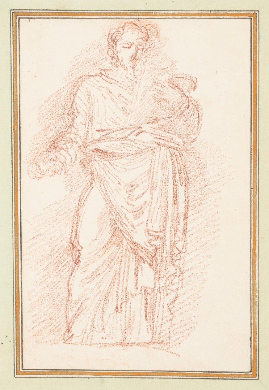 Piirustus, Päällystetty hahmo, solmio vyötäröllä, n. 1759–70 tekijältä Unknown