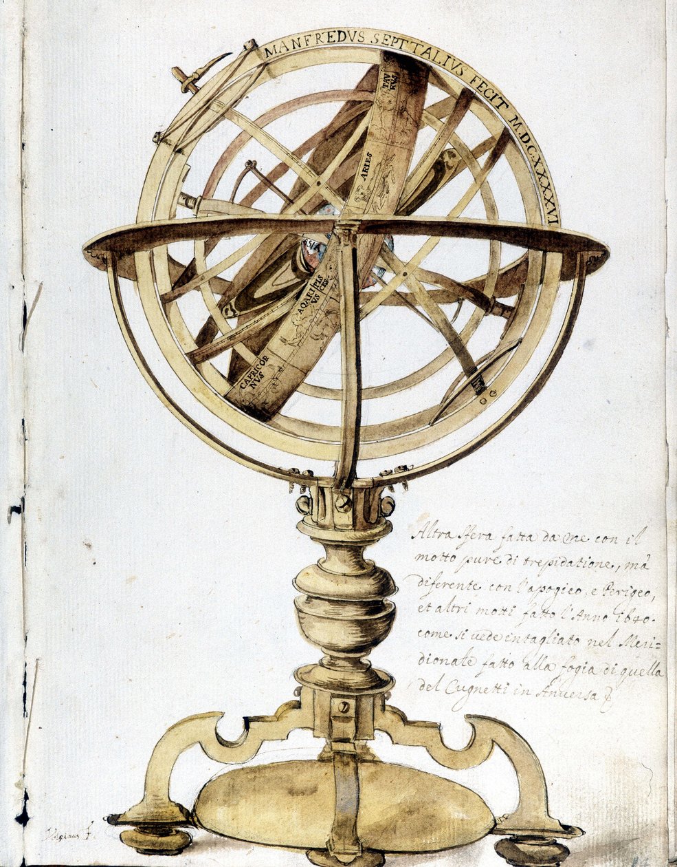 Armillaarinen pallo. 1700-luvun kaiverrus. tekijältä Unknown artist
