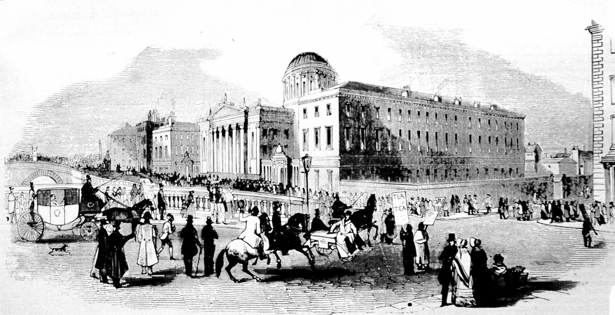 Neljä tuomioistuinta. Dublin. 1800-luvun kaiverrus. tekijältä Unknown artist
